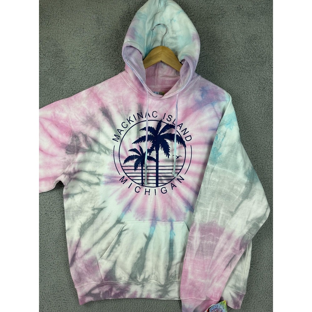 Mackinac Island Michigan Hoodie Mens Large Tie Dye Pullover Graphic Logo Exist